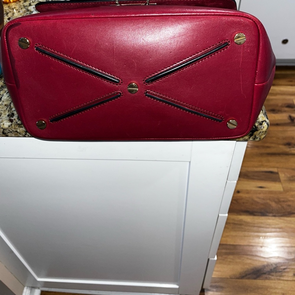 Authentic Valentino Garavani Red Burgundy Leather Bag Large Demilune - Picture 4 of 8